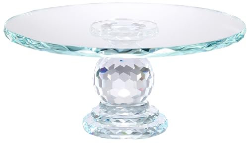 Uten Crystal Glass Cake Stand, 10.7'' Cake Display Stand, Crystal Glass Fruit Plate, Clear Crystal Cake Stand, Display Desserts Holder for Wedding Cakes Serving Platters
