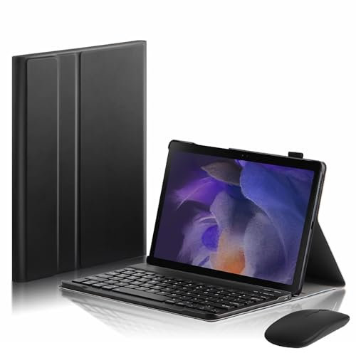 GUPENAA Tastatur Hülle für Samsung Galaxy Tab A8 10,5'' 2022 (SM-X200/X205/X207), Magnetische Abnehmbare Bluetooth-Tastatur, Weiche TPU-Rückenständerabdeckung mit Maus, Schwarz