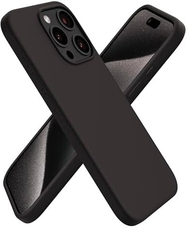 For iPhone 15 Pro Case 6.1 inch, Liquid Silicone Gel Rubber Cover Shockproof Protective Matte Black Phone Case for Apple iPhone 15 Pro