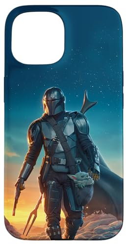 iPhone 15 Star Wars The Mandalorian and Grogu Sunset Poster Case