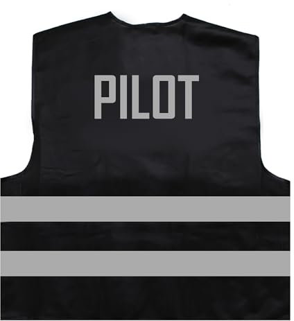 Pilot Warnweste BZW. Signalweste mit reflektierendem Aufdruck - Größe L/XL, Schwarz