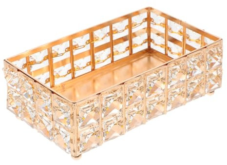 ABOOFAN Kristalltablett Thekenorganisator Dekoratives Tablett Aus Metall Verspiegeltes Schmucktablett Parfümtabletts Für Den Waschtisch Parfümhalter Eisen Badezimmerschrank Leichter Luxus