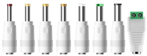 Tonton 8-in-1 Universal Netzteiladapter, 5.5x2.1 mm Buchse auf Stecker DC Hohlsteckeradapter für Laptop-Netzteile, Kompatibel mit HP, Dell, ASUS, Lenovo, Acer, Männlich-Weiblicher DC-Anschluss