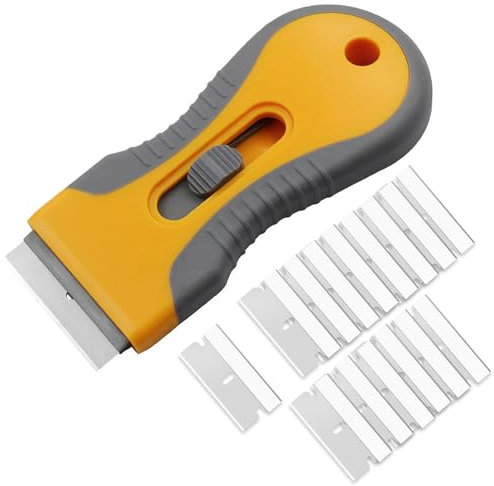 1 Pezzi Raschietto con 15 Lame di Ricambio Raschietto,Raschietto Piano Induzione,Raschietto Cucina,Raschietto Vetro,per Etichette,Colla, Colore, Decalcomanie,Calafatoio