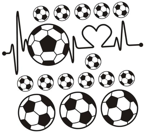 KICHOUSE 2sets Soccer Ball Wall Decals Ronaldo Football Sticker Removable PVC Sports Wall Art Decor for Boys and Girls