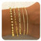 FUNEIA Armband Damen Gold 14 Karat Vergoldet Armbänder Set Charm Armkette Damen Gold Wasserfest Verstellbare Goldenes Modeschmuck Armbander Set für Frauen Teenager Mädchen Geschenk