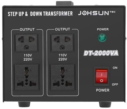 Trasformatore di tensione 220 V to 110 V step-up/down Voltage Converter 2000 W, per condizionatori d'aria, frigoriferi, lavatrici, computer, televisori, ventilatori elettrici