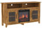 RAABYU Mueble de TV Alto clásico con Puerta de Vidrio y Chimenea para televisores de hasta 65 -