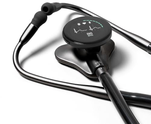 Stéthoscope numérique CORE 500™ - Amplification 40x - Réduction active du bruit - ECG à 3 fils - Autorisé par la FDA avec Eko + - Affichage en couleur - Remboursement - Noir mat