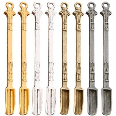 KGDUYC 8pcs Mini-Löffel, Mini-Medizinlöffel Mini Pulver Löffel Mini Spoon Mini löffel für gewürze Schaufel Löffel für Medikamente Salze Gewürze, Weiß k/Goldimitation/antikgrün/antikrot