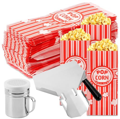 202 Pcs Popcorn Bags with Popcorn Scoop and Salt Shaker, 1 Oz Small Vintage Individual Servings Popcorn Container PopCorn Bags Bulk for Popcorn Machine Supplies Party Movie Night Theater(size:202pcs)