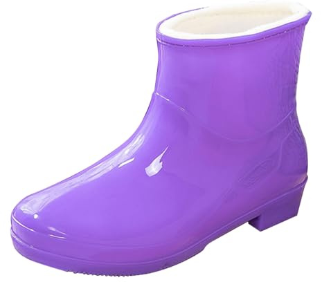Generico Stivali Pioggia Donna Gomma Bassi Antiscivolo, Stivali di Gomma Donna Pioggia Imbottiti Con Pelo Tronchetti Donna Resistenti Moda Scarpe Impermeabili Donna Comodi Ankle Boot Media Altezza