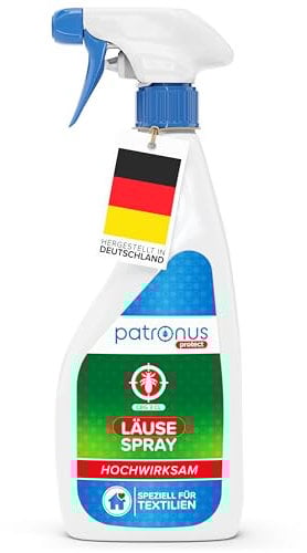 Patronus Läuse Abwehrspray für Textilien & Umgebung [500ml] effektives Läuse-Spray mit natürlichen Wirkstoffen - Läuse Umgebungsspray mit Sofortschutz gegen Läuse - mit dezentem Zitrusduft