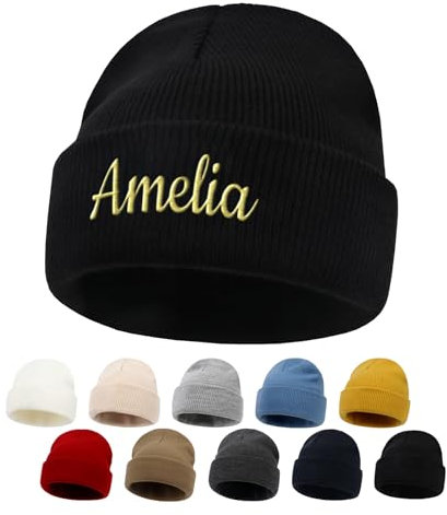NIBESSER Mütze Personalisiert Bestickte Mit Wunschtext personalisiert Wintermütze Unisex Individuell Geschenk Mütze selbst gestalten