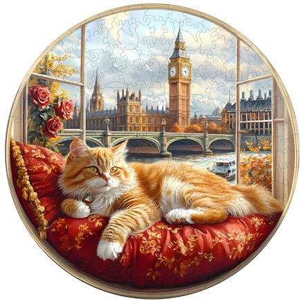 KaayeeWood Holzpuzzle Erwachsene,Ansichten von London Holzpuzzle,Einzigartige Wooden Puzzle Mit Geschenkbox,Geschenke für Kinder und Erwachsene(34 * 34cm-300 Stück)