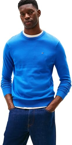 Tommy Hilfiger Men’s Essential Cotton Round Neck Jumper, Blue (Blue Orbit), M