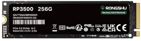 RONGSHU 256GB NVMe SSD M.2 PCIe Gen 3×4, Read Speeds Up to 3,000 MB/s, M.2 2280 Internal Soild State Drive, SLC Cache 3D NAND TLC Compatible with Laptop and PC Desktops (RP3500)