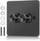 VIPMOON Newupgrade LED Dimmer Switch, Rotary Push On/Off Trailing Edge Double Dimmer Light Switch for Dimmable LED/Incandescent/Halogen Lights, 2 Gang 2 Way, 5-200W (Black, Metal Aluminum)