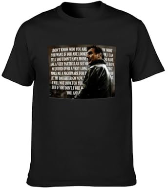 Liam Neeson Taken Retro Movie Quote Fan Poster Unisex Tee Shirt Men's Black T-Shirt S