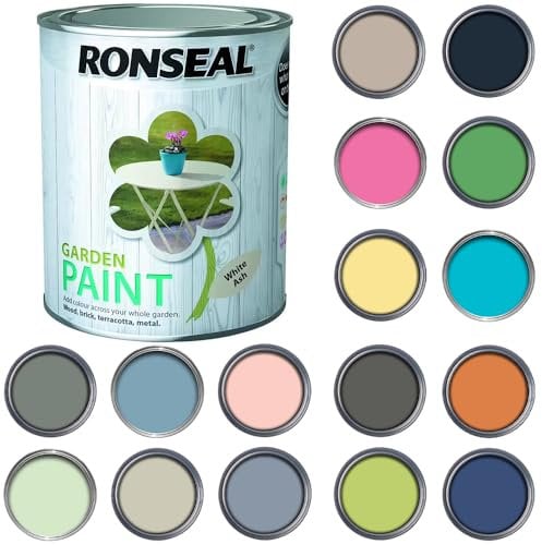Q&H Garden Paint 750ml - Exterior Wood Paint - Waterproof & Weatherproof Outdoor Furniture Paint Tin - Long Lasting Fence Paints Matt Finish - Sheds, Benches, Woods, Stones Paint (White Ash)