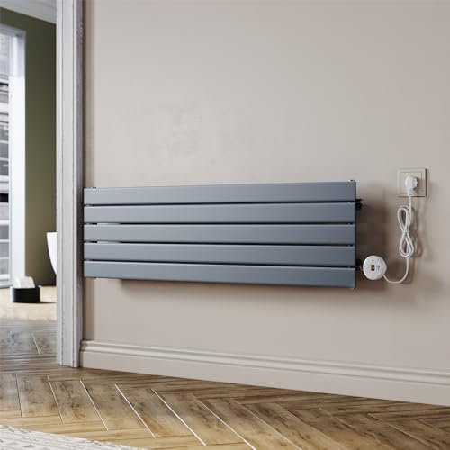 SUNXURY Badheizkörper Elektrischer Paneelheizkörper Anthrazit 376x1200mm Mit Programmierbare Thermostate für Handtuchwärmer Handtuchheizkörper Elektrisch mit Timerfunktion und Temperaturregler