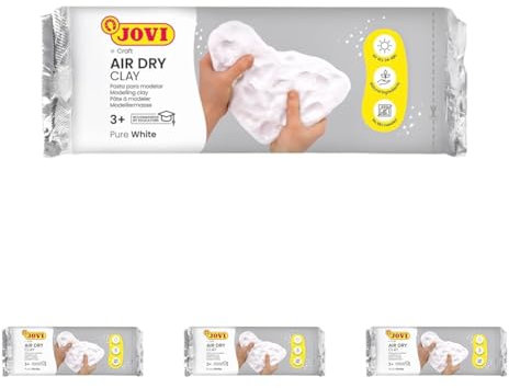 Jovi - Air Dry, Pâte à Modeler autodurcissante à Base d'argile Humide, Séchage à l'air sans Four, Couleur Blanc, 500 Grammes, Idéale pour Les Enfants de 3 Ans et Plus (85) (Lot de 4)