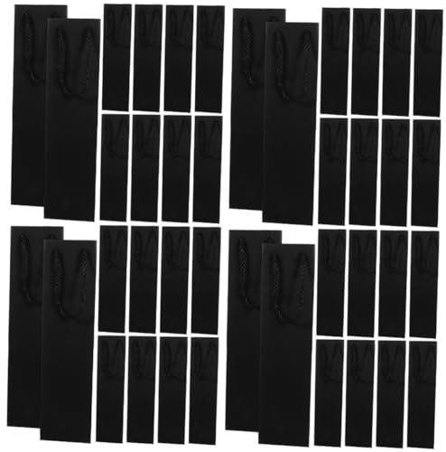 VILLCASE Bolsa De Vino Bolsitas para Red Wine Bolsas De Embalaje De Vino Bolsas De para Botellas De Vino con Asas Portabotellas Papel Black 12 Piezas X 4