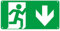Schild Notausgang | langnachleuchtend | Aluminium selbstklebend 300x150mm | Notausgangsschild Pfeil nach unten | Fluchtwegschild Rettungsweg