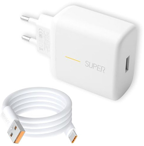 65W USB Ladegerät für Oppo Super VOOC Schnellladegerät USB C Netzteil mit 6A Ladekabel Typ C für Oneplus Nord 4 CE 4 Lite, Oppo Find X8 Pro X8 Ultra, Reno 13Pro12, A80, A40, SuperDart, Warp Charge