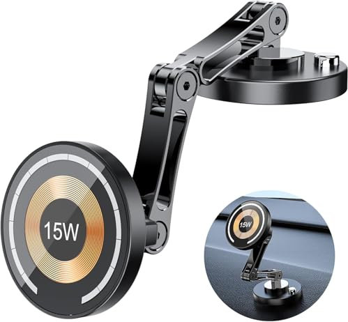 Car Mount Charger, 15W Fast Charging Magnetic Wireless Car Charger,Wireless Car Phone Holder, 360° Rotation Magnetic phone Car Mount for Phone 17/16/15/14/13/12 All Smartphones