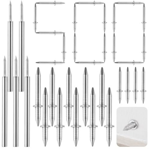 500 clavos de doble cabeza, diseño sin costuras con 5 herramientas de instalación, tornillos invisibles y sin marcas