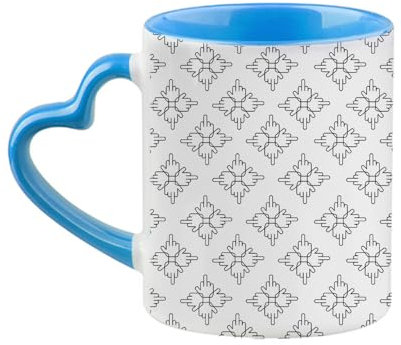 Giftme Hidden Message – Funny Abstract Middle Finger Pattern, 11oz Heart Handle Cup, Coffee, Tea Mug. (Blue)