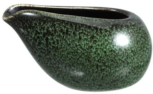 SEWACC 100ml Ceramic Sauce Pitcher, Mini Creamer Gravy Boat, Dressing Serving Jug, for Salad Dressing, Milk, Sauces, Green