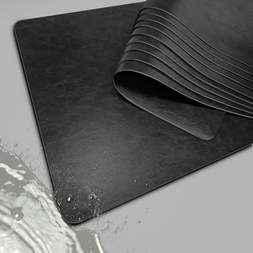 Tischuntersetzer Abwaschbar，Hochwertige Tischsets Platzsets Abwaschbar 10er Set, Tischset Leder, Telleruntersetzer rutschfest-Wasserdicht, Schwarz Platzdeckchen Kunstleder,Tisch Sets Modern-Outdoor