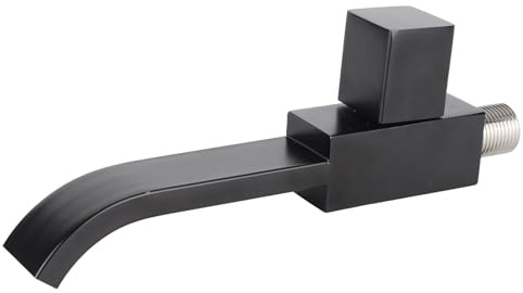 Grifos de Lavabo de baño Touch On - Grifo de Lavabo de Pared G1/2, Accesorios de Agua fría, Negro Mate