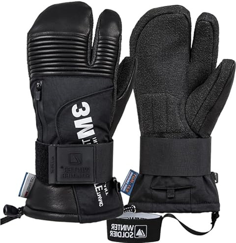 Harssidanzar Herren Damen Dreifinger Skihandschuhe Schwarz M KM067EU