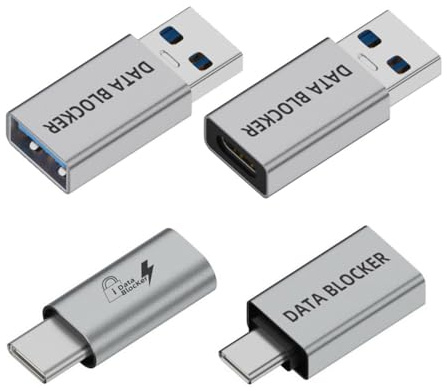xiwai 4 Stück/Los USB 3.1 Datenblocker Typ-A Stecker Buchse auf USB-C Stecker Buchse gegen Juice-Jacking, Datenschutz, Schutz vor Hacking, Adapter nur zum Aufladen