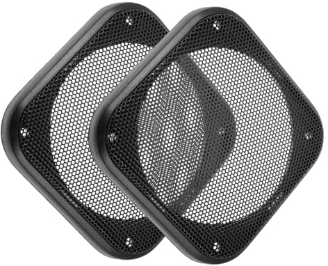 UTHCLO 2 Stück Lautsprecher Abdeckung für Auto Subwoofer Lautsprecher Waffelschutzgitter Quadratisch Schwarz Eisen Kunststoff für Innenraum