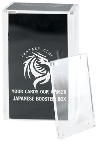 FANTASY CLUB | Caja Acrílica para Booster Japonesa (10 Sobres 10 Cartas por sobre) – Acrílico ultra grueso de 8 mm + 5 mm con imanes fuertes y protección UV del 99+ % | Eleva tu colección sellada