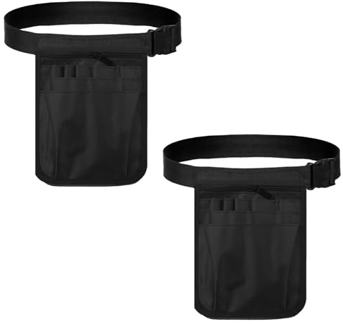 CHUANFU 2 Stück Krankenschwester Gürteltasche, 25 x 18 cm Gürteltasche mit Gürtel für Pflege Service, Kellnertasche mit Fächern, Hüfttaschen Organizer mit Verstellbarem Gürtel für Pflegekräfte