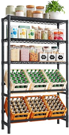 FTEYUET Getränkekistenregal mit Ablage für 6 Kisten, Metall Getränkeregal, 30D x 100W x 180H cm Regale für Getränkekisten, Kistenregal Wasserkistenregal Bierkistenregal, Lagerregal, Schwarz