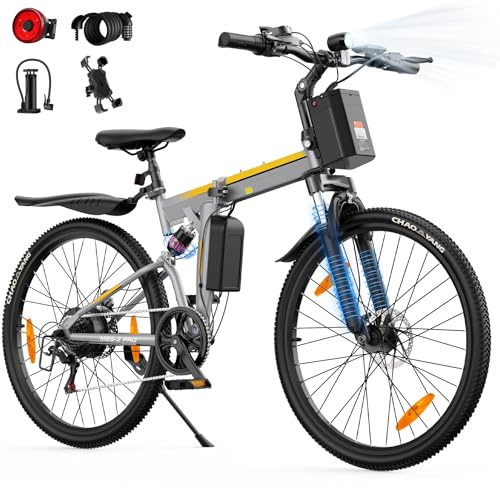 AOIHO E Bike, 26 Klapprad E-Bike mit 48V 374.4 Wh Abnehmbarer Akku | E Bike Herren Damen Reichweite 70 km, 250W Motor, 7 Gang Elektrofahrräder, E-Mountainbike LCD-Display, Offroad E-Klappfahrrad