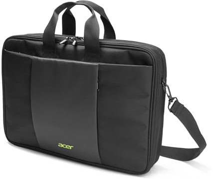 Acer Clamshell Bag Premium 15.6 Inch Laptop Bag for up to 15.6 Inch Laptop, Water-Repellent Padded Notebook Bag with Shoulder Strap/Trolley Strap, Briefcase, Shoulder Bag, Travel, University, Black