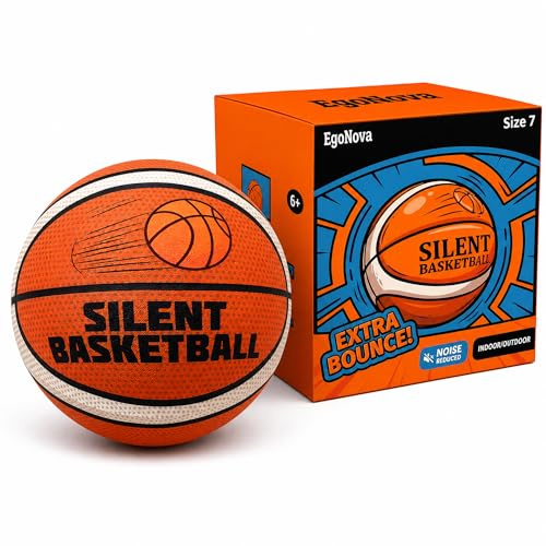 EgoNova Größe 7 Silent-Basketball mit Stoffbezug – Rutschfester PU-Schaum, hohe Sprungkraft & realistisches Spielgefühl, ruhiges Training und Dribbeln drinnen, Erwachsene und Kinder
