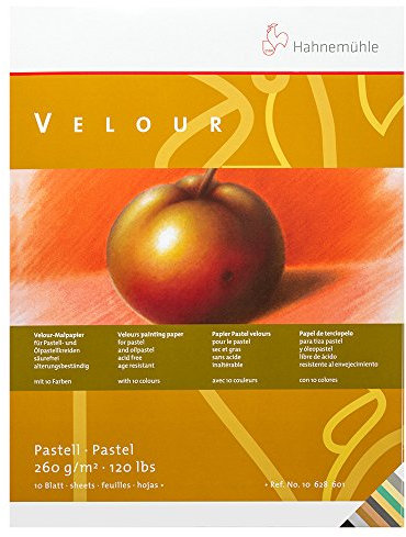 Hahnemühle Pastellpapier Velour, 36 x 48cm, 10 Farben, samt, 260g/m², 10 Blatt