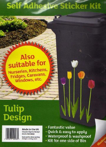 Wheelie Bin Self Adhesive Sticker Kit. Tulip Design