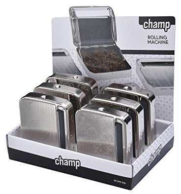 CHAMP - Zigarettenrollbox - Metallausführung - Tabakrollmaschine - Rollmaschine - Schlauchmaschine - Tabakdose - Zigarettenpapier 7,8 cm