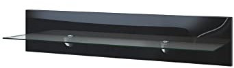Vladon Wandregal Bari, Made in Germany, in Schwarz Hochglanz - Modernes Schweberegal (98 x 20 x 19 cm)