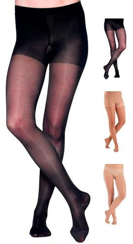 Made in USA - Sheer Compression Pantyhose for Women 20-30mmHg - Graduated Support Compression Tights for Varicose Veins Circulation, Edema, Pain Relief - Black, Medium - A207BL2