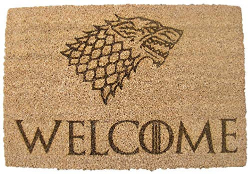 Fastcraft 60 x 40 cm Fußmatte aus Kokosfaser in lasergraviertem Game of Thrones -inspiriertem Design für den Außen- oder Innenbereich, Einweihungsgeschenk